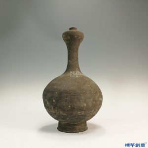 DB001 漢代黑陶長頸鼓腹薑頭瓶