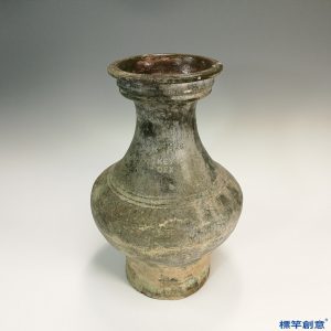 DB016 漢代綠釉陶盤口束頸圓腹壺