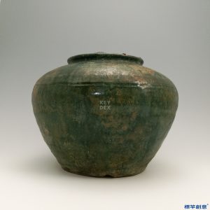 DB018 漢代綠釉陶圓鼓形小陶罐