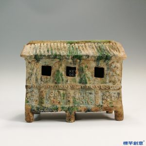 DB028 漢代綠釉陶房屋形穀倉罐魂瓶
