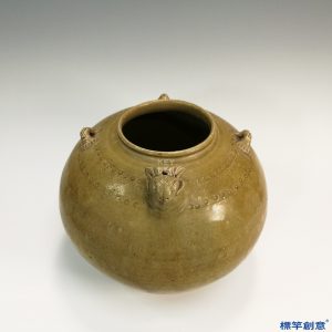 EB011 晉代越窯土青瓷羊首雙繫罐