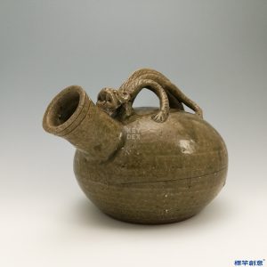 EC009 西晉越窯褐青瓷獸形提把夜壺