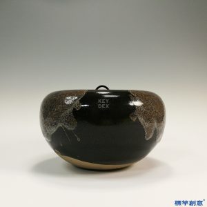 JJ019 日本昭和時期黑釉灰斑仿魯山窯佛教食具歛口缽