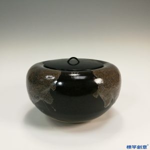 JJ019 日本昭和時期黑釉灰斑仿魯山窯佛教食具歛口缽