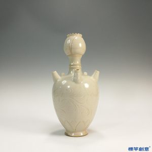 GA011 宋代定窯白釉刻蓮花紋多管瓶
