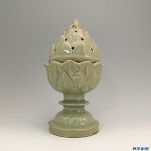 HA005 元代龍泉窯青瓷塑蓮瓣博山形薰香爐