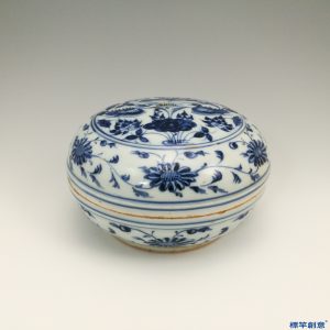 HB148 疑 明代景德鎮窯青花瓷蓮塘鴛鴦紋首飾盒