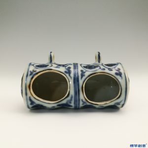 HB010 明代宣德景德鎮窯青花塑竹節形雙槽鳥食罐