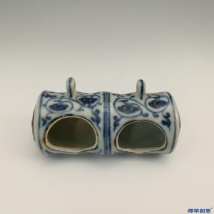 HB010 明代宣德景德鎮窯青花塑竹節形雙槽鳥食罐