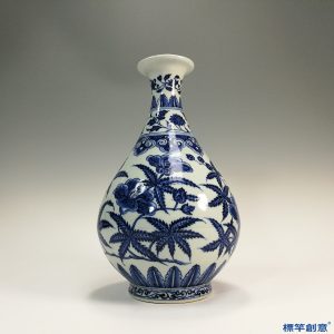 HB011 明代中期景德鎮窯青花繪秋葵紋玉壺春瓶