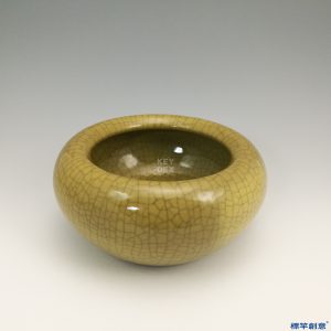 IA004 清代哥窯系黃釉冰裂紋文房缽形筆洗