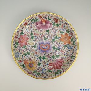 IB002 民國初年彩繪百花不落地盤