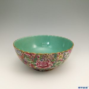 IB003 民國初年彩繪百花不落地碗