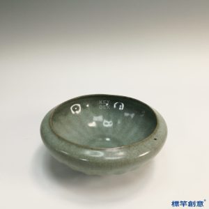 IA009 清代鈞窯系灰藍釉刻蓮瓣紋佛教淨水缽