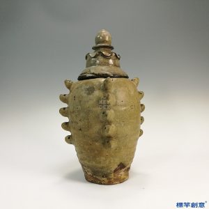 GA034 宋代地方窯土青瓷佛塔蓋殼倉罐魂瓶
