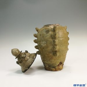 GA034 宋代地方窯土青瓷佛塔蓋殼倉罐魂瓶