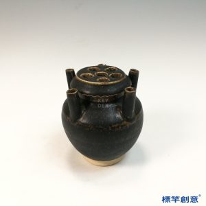 gc011-南宋吉州窯黑釉瓷插花五孔瓶