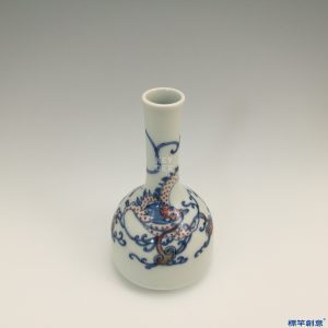 IA020 清代嘉慶景德鎮窯青花釉裡紅龍銜靈芝紋搖鈴尊