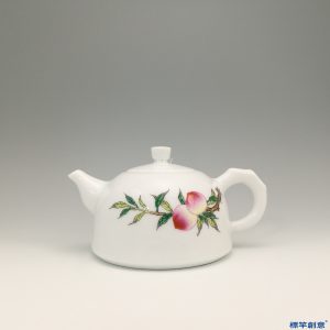 KK010 20世紀末曉芳窯彩繪福壽仙桃茶壺