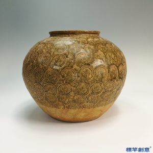 EB028 晉代褐青瓷滿地錢紋大口瓷罐
