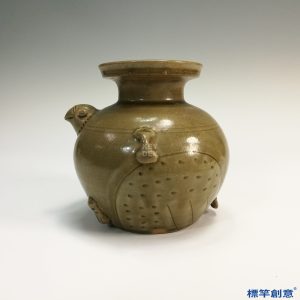 FC007 五代越窯青瓷盤口雙繫鷄首壺