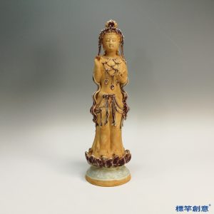 HA047 元代湖田窯青白瓷繪釉裡紅觀音菩薩立像