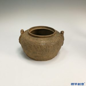 BB006 商代原始青瓷印紋回字紋雙耳罍式罐