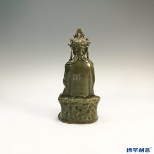 HA057 元代龍泉窯褐青瓷露胎佛教觀音菩薩坐像