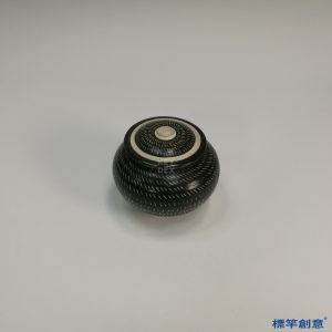 GB045 北宋磁州窯黑釉剔刻斑點紋無蓋鈕蓋罐