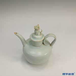 GC068 南宋湖田窯青白瓷獅紐蓋酒壺