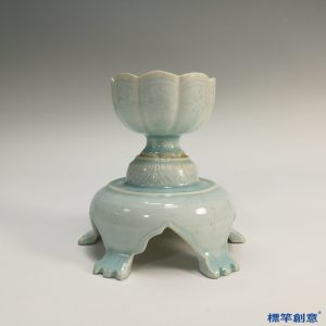 GC065 南宋湖田窯青白瓷蓮瓣紋佛教高足供水盌