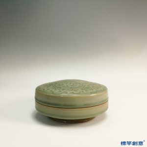 GB050 北宋耀州窯青瓷刻纏枝花卉紋粉盒
