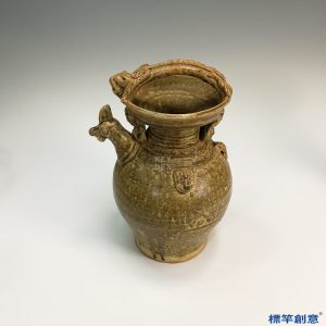 DE020 東漢越窯褐青瓷獸首雙耳提梁壺