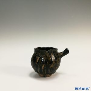 GC118 南宋吉州窯黑釉油滴紋橫把煮茶壺