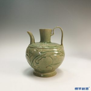 FC022 五代耀州窯淡青瓷刻纏枝蓮紋執壺
