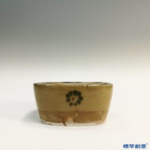 FB034 唐代長沙窯土黃釉彩繪圓角方形瓷枕