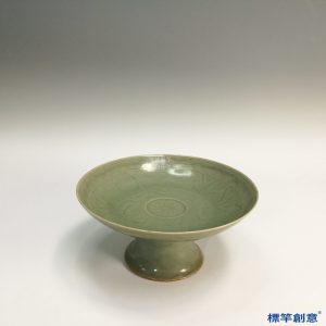 GC114 南宋龍泉窯青瓷劃花高足供盤