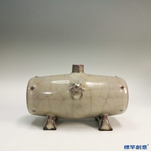 GD017 遼代缸瓦窯米白釉法鼓形佛教淨水尊