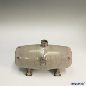 GD017 遼代缸瓦窯米白釉法鼓形佛教淨水尊