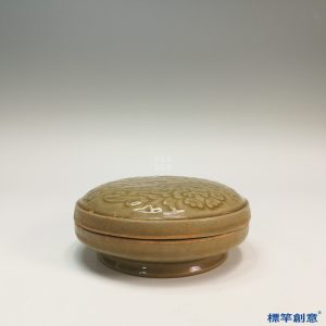 GB066 北宋越窯土青瓷印纏枝花紋化妝粉盒