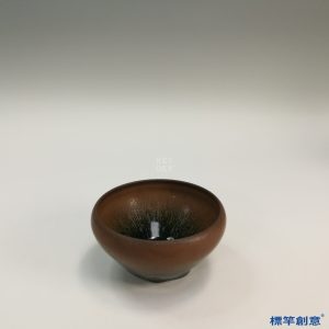 GC129 南宋建窯醬釉兔毫紋歛口茶盞