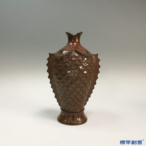 GB073 北宋定窯醬釉塑摩羯魚佛教淨水尊