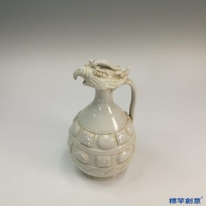 GB075 北宋定窯白釉貼西亞花飾鷹首壺
