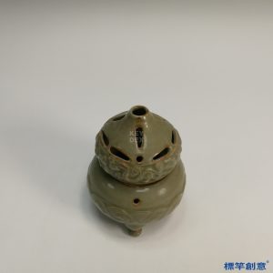 FC031 五代越窯青瓷刻波浪紋葫蘆形薰香爐