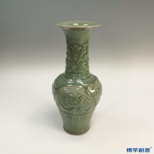 HA081 元代龍泉窯青瓷刻纏枝蓮紋鳳尾瓶