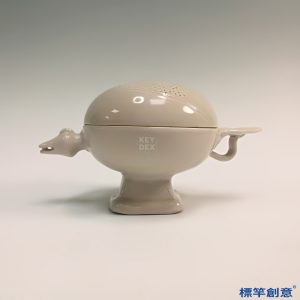 FB057 唐代邢窯白釉塑鴨求中舉高足薰香爐