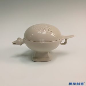 FB057 唐代邢窯白釉塑鴨求中舉高足薰香爐