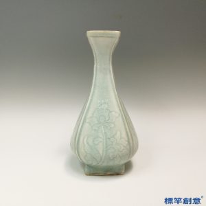GB087 北宋湖田窯青白瓷刻纏枝花卉紋四方瓶