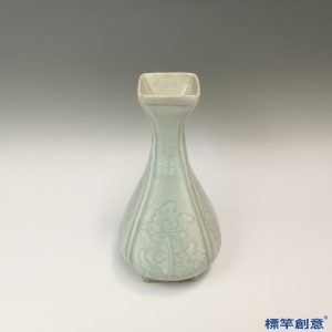 GB087 北宋湖田窯青白瓷刻纏枝花卉紋四方瓶