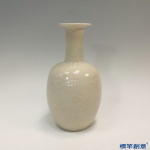 GB098 北宋定窯白釉刻纏枝花卉紋長頸玉壺春瓶